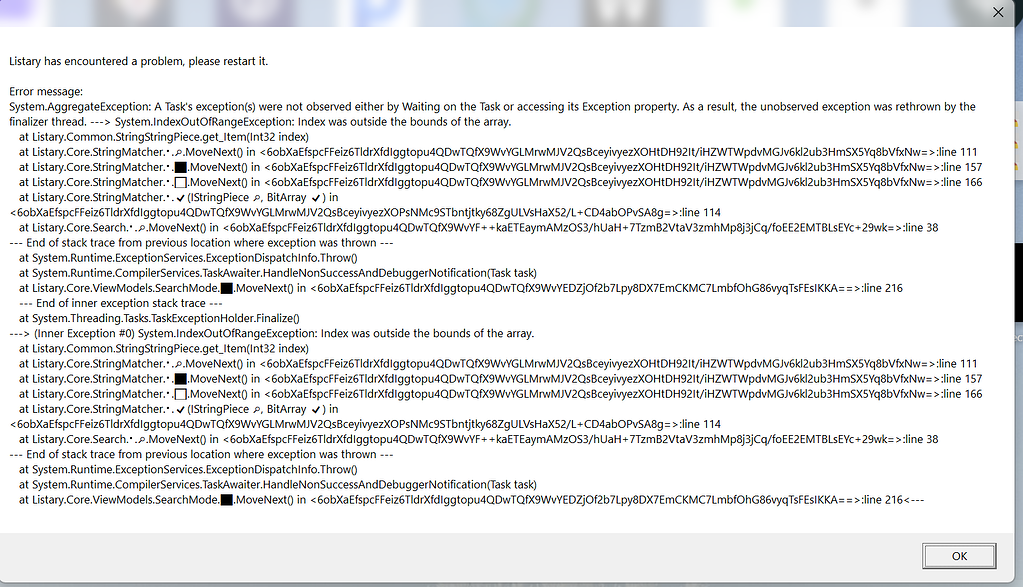 Listary crashes with entering Arabic diacritics Bug Reports Listary