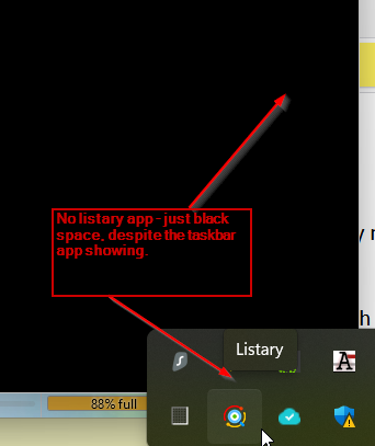 Listary app blacked out 15.9.24